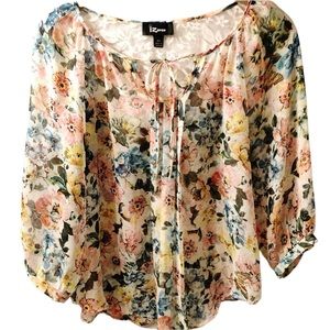 iZ Byer Floral Blouse with Lace Back
